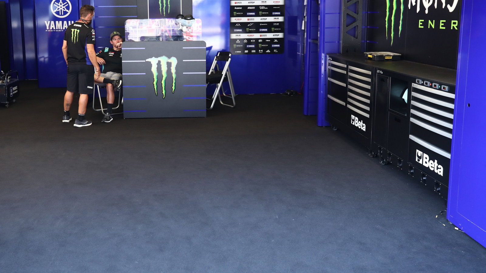 Cal Crutchlow in Maverick Vinales empty garage, , Austrian MotoGP, 12 August 2021